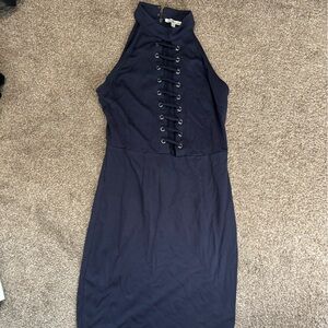 Navy Lace-Up Dress